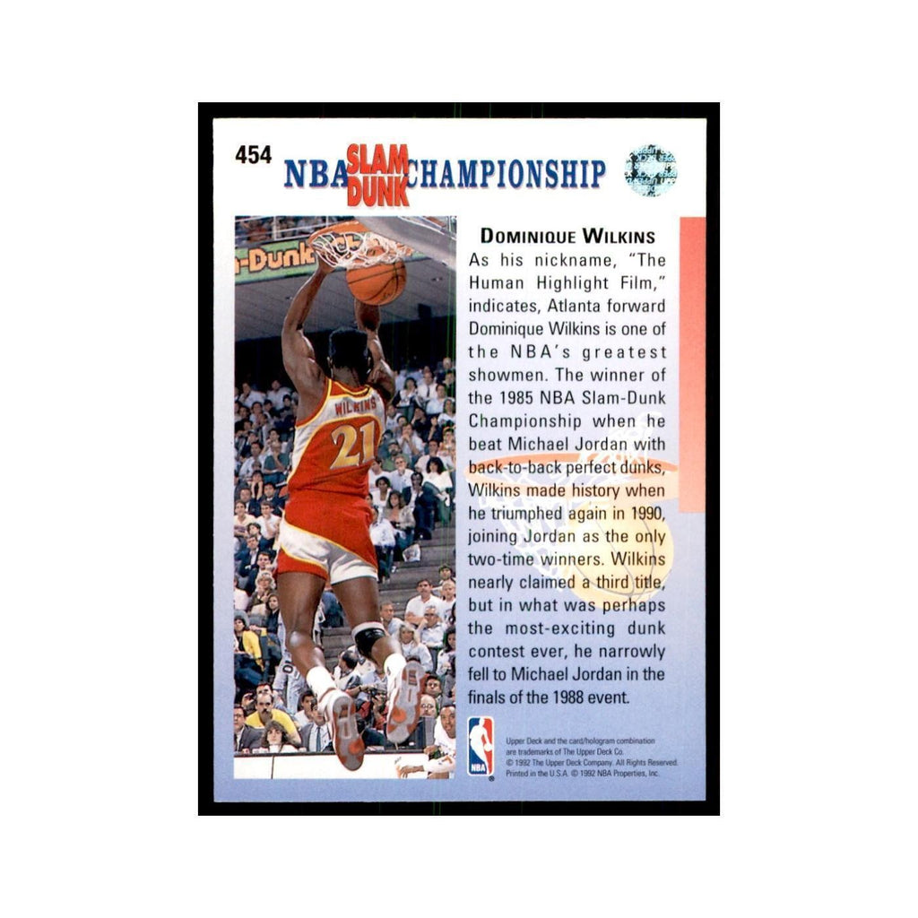 1992 Upper Deck Dominique Wilkins Basketball Cards #454