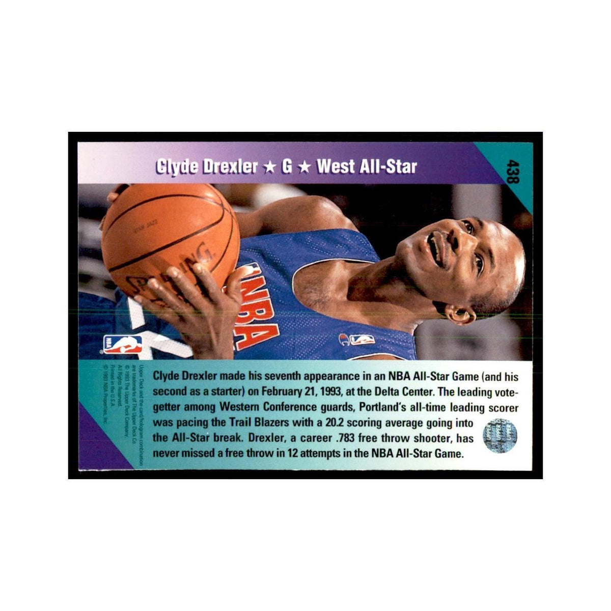 1992 Upper Deck Clyde Drexler Basketball Cards #438