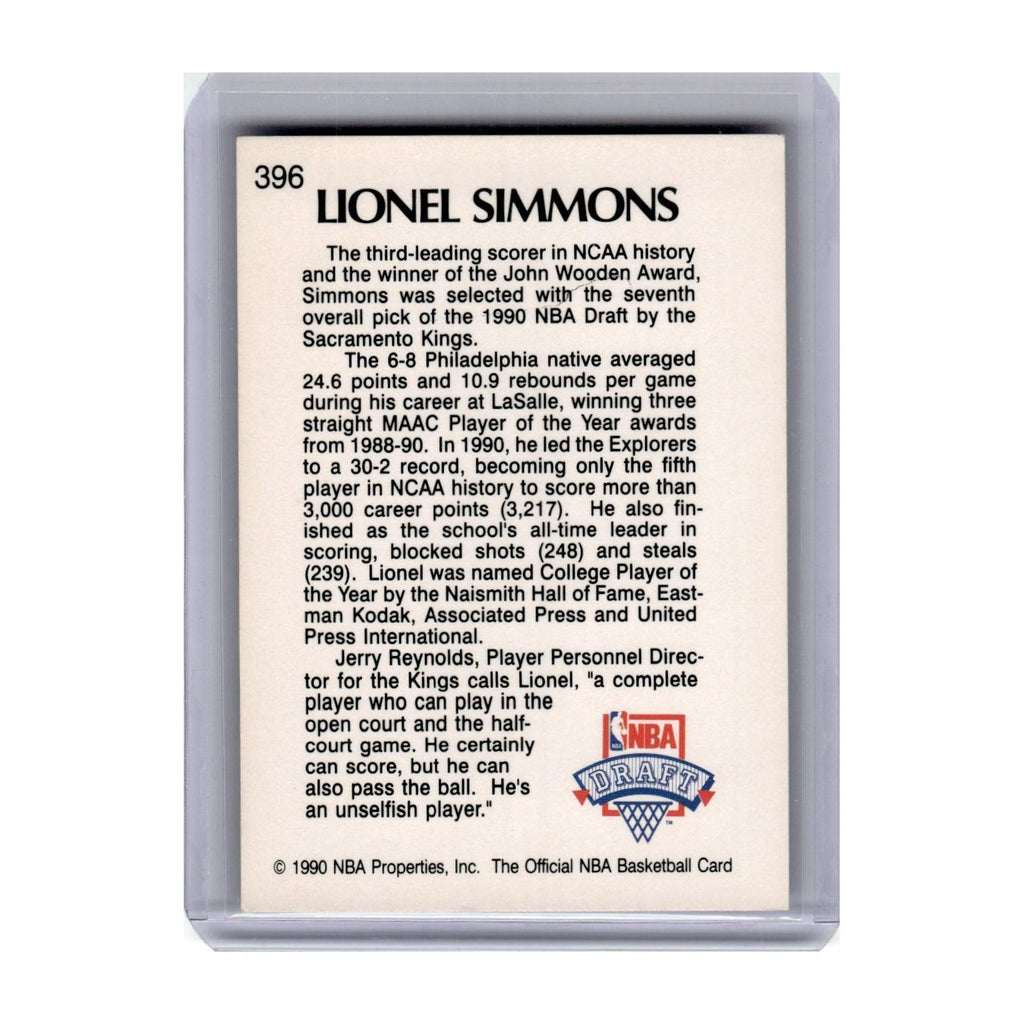 1990 Hoops Lionel Simmons RC Kings #396