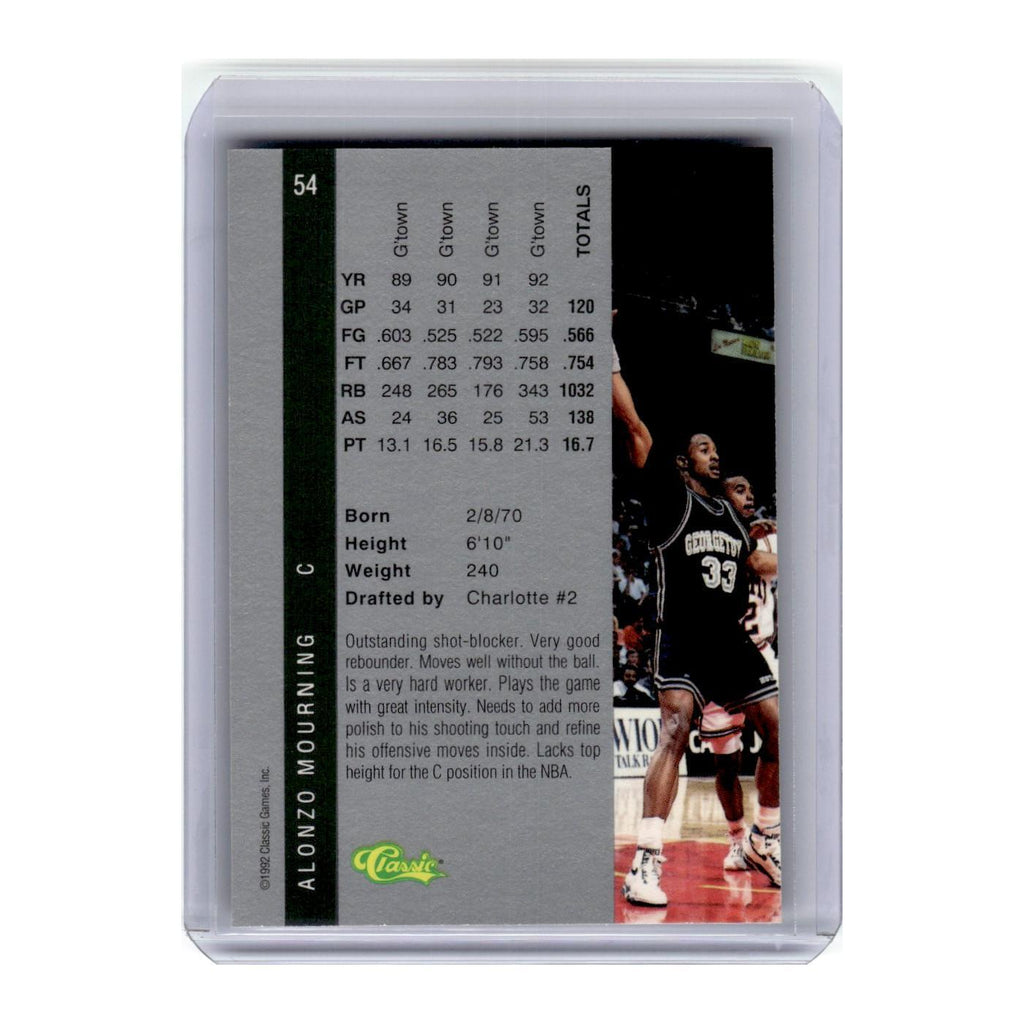 1992 Classic Draft Alonzo Mourning #54