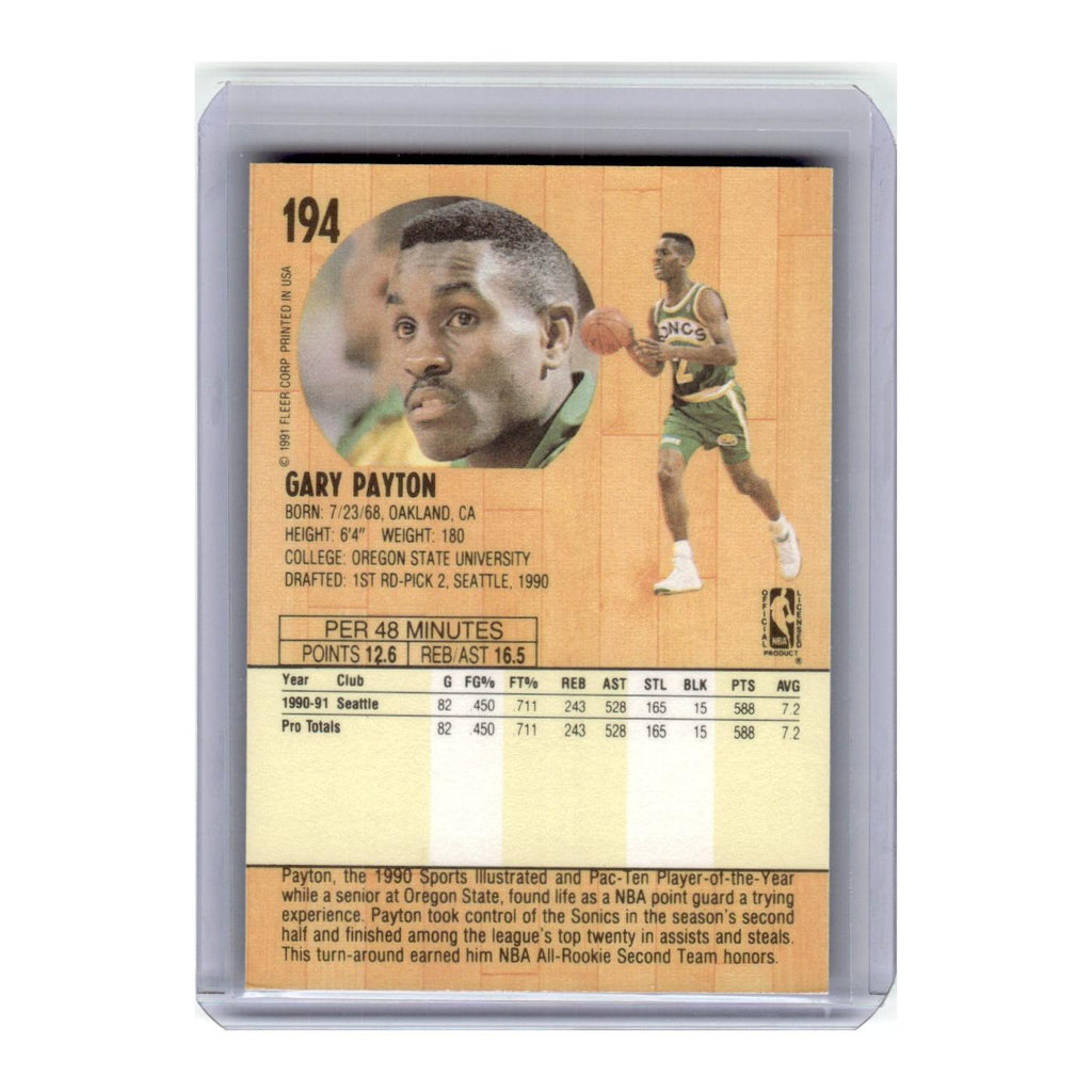 1991 Fleer Gary Payton Seattle SuperSonics #194