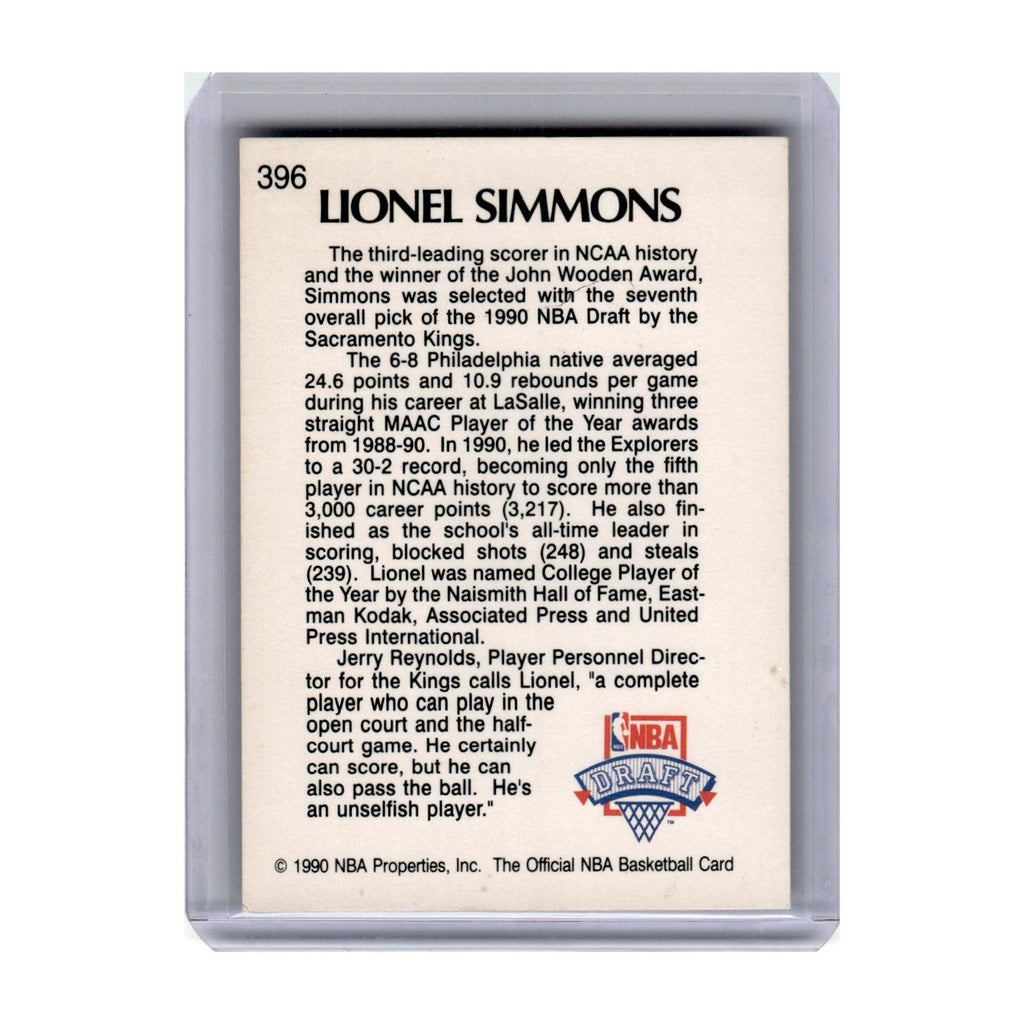 1990 Hoops Lionel Simmons RC Kings #396