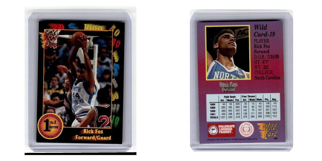 1991 Wild Card Rick Fox North Carolina Tar Heels #19
