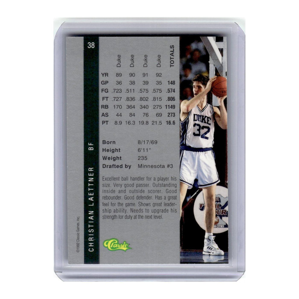 1992 Classic Draft Christian Laettner #38