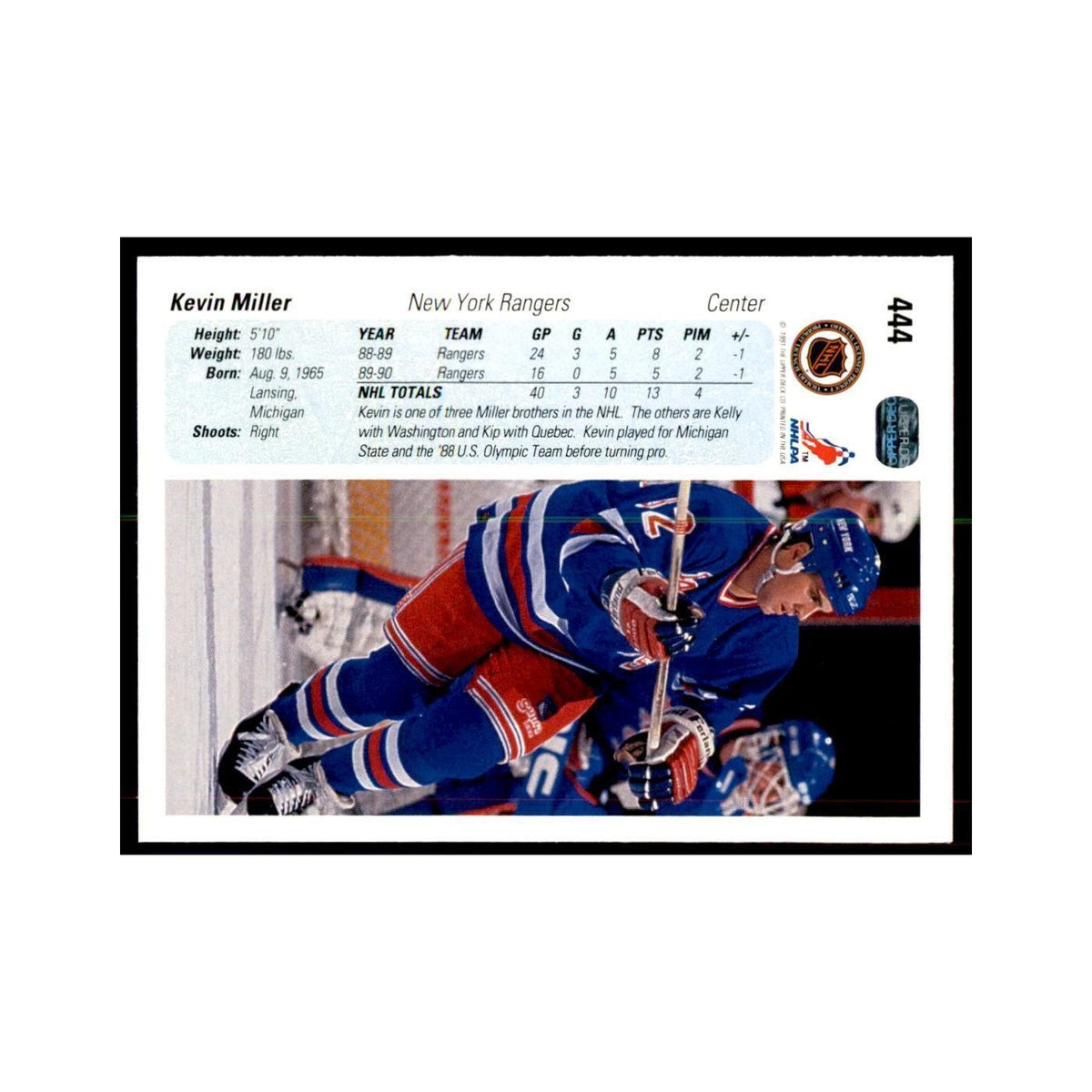 1990 Upper Deck Kevin Miller Hockey Cards #444