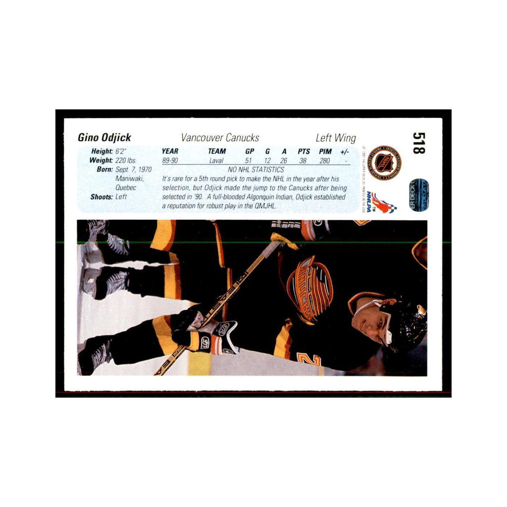 1990 Upper Deck Gino Odjick Hockey Cards #518