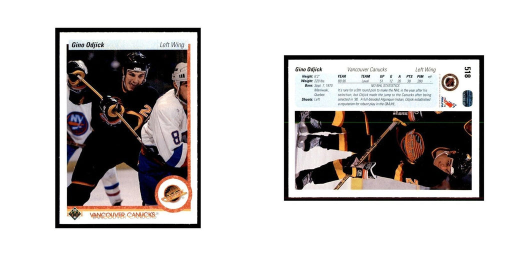 1990 Upper Deck Gino Odjick Hockey Cards #518