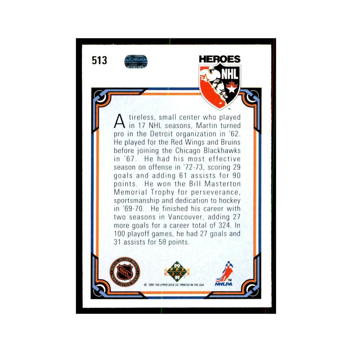 1990 Upper Deck Pit Martin Hockey Cards #513