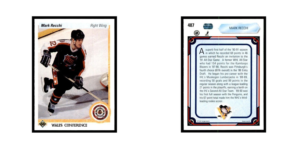 1990 Upper Deck Mark Recchi Hockey Cards #487