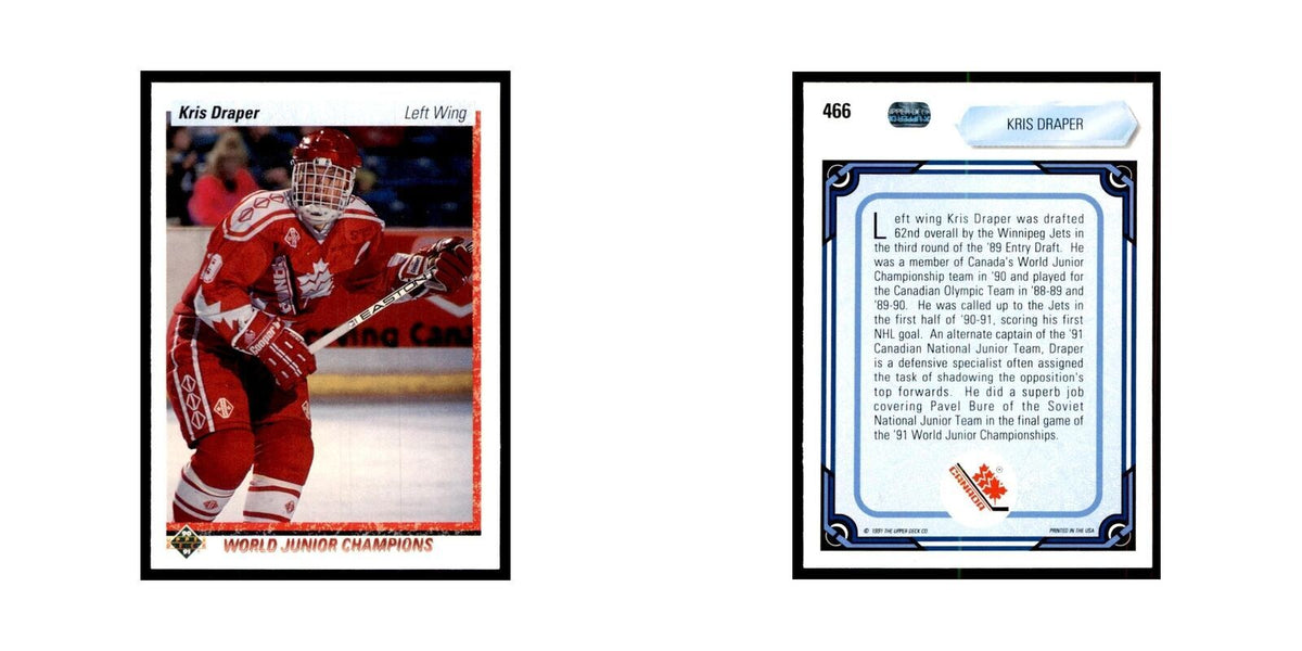 1990 Upper Deck Kris Draper Hockey Cards #466