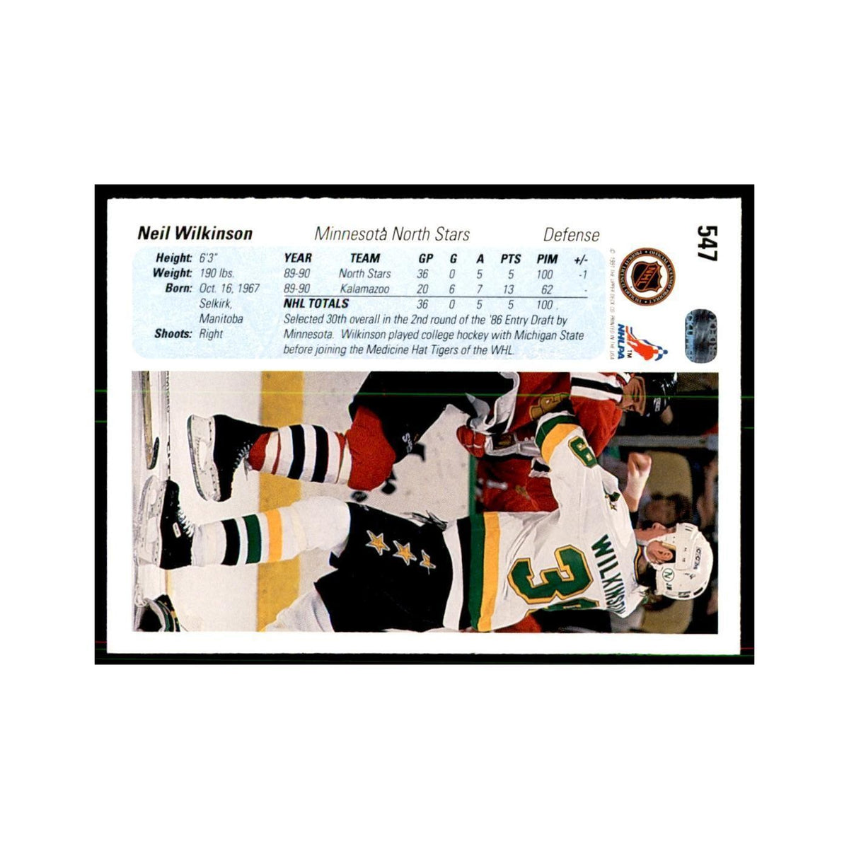 1990 Upper Deck Neil Wilkinson Hockey Cards #547