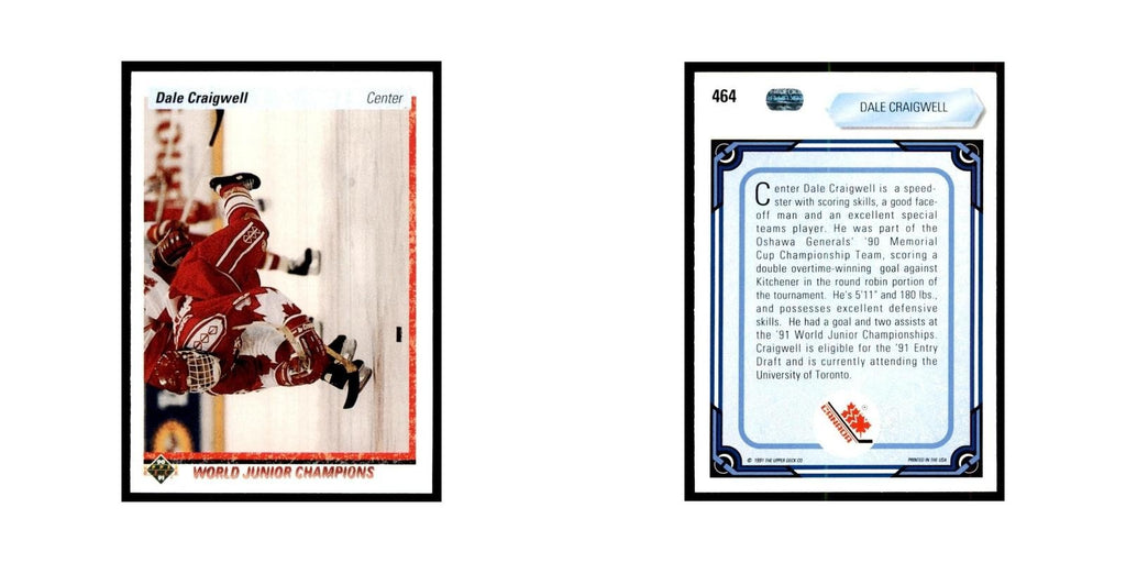 1990 Upper Deck Dale Craigwell Hockey Cards #464