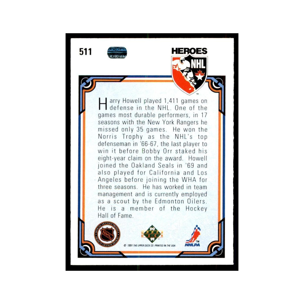 1990 Upper Deck Harry Howell Hockey Cards #511