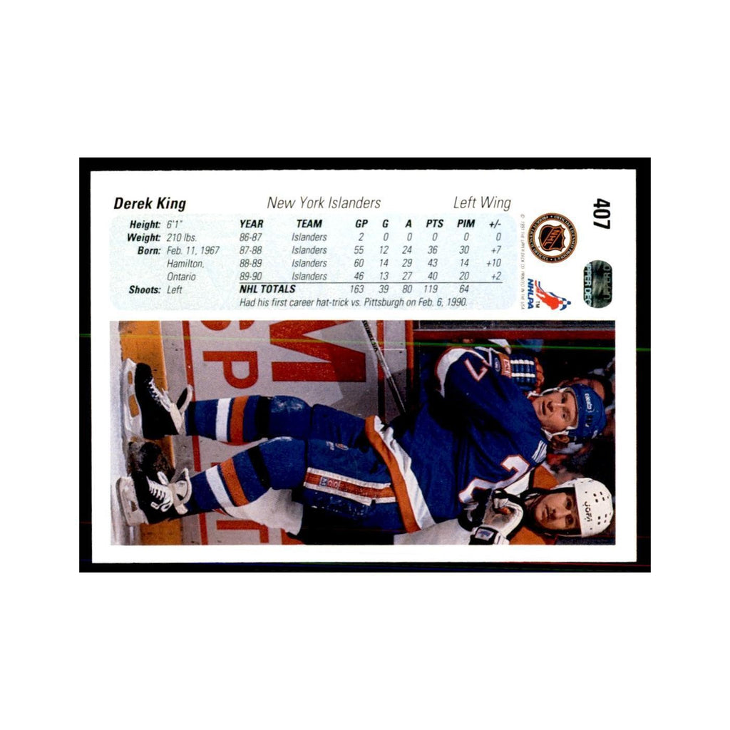 1990 Upper Deck Derek King Hockey Cards #407