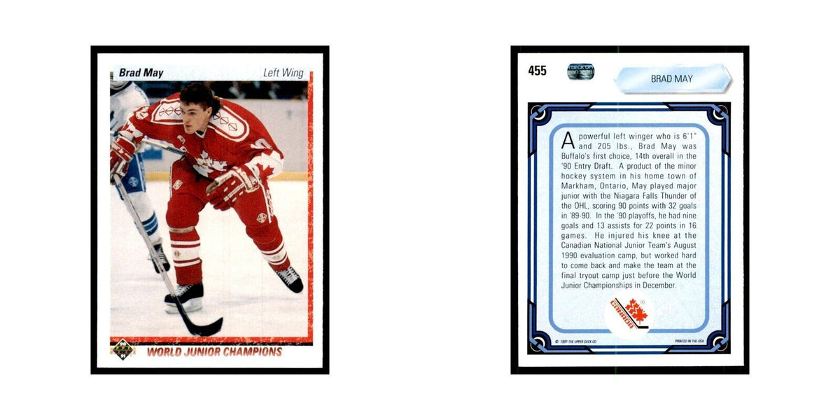 1990 Upper Deck Brad May Hockey Cards #455