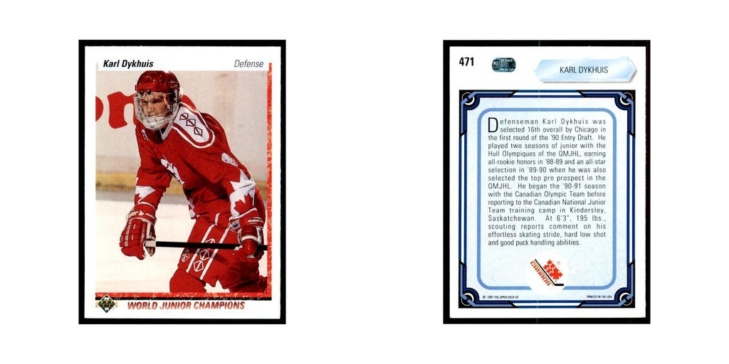 1990 Upper Deck Karl Dykhuis Hockey Cards #471