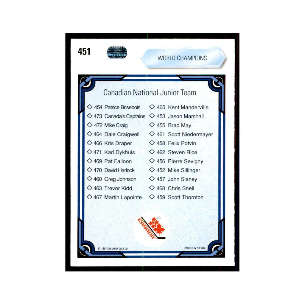 1990 Upper Deck Canadian National Jr Team Hockey Cards #451