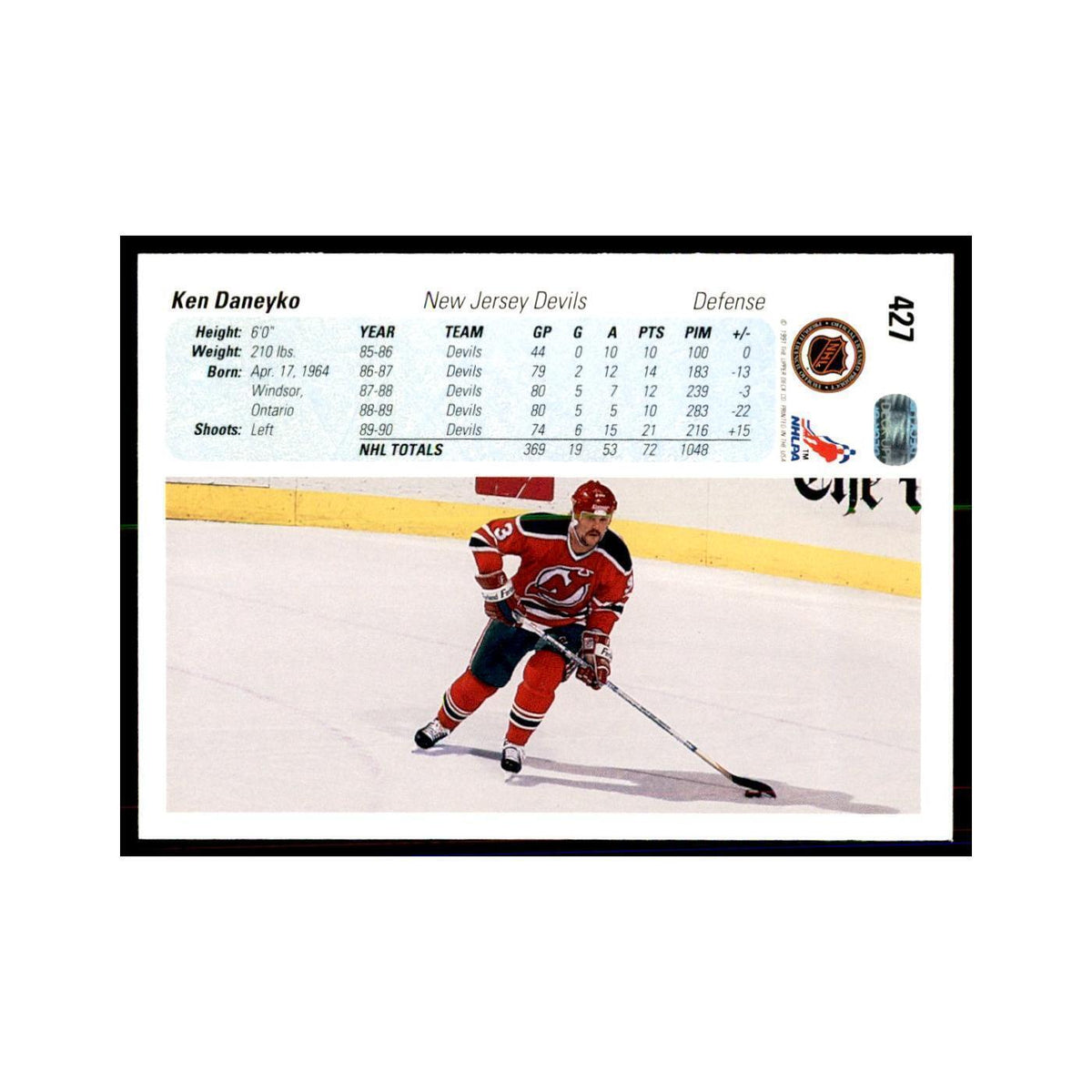1990 Upper Deck Ken Daneyko Hockey Cards #427