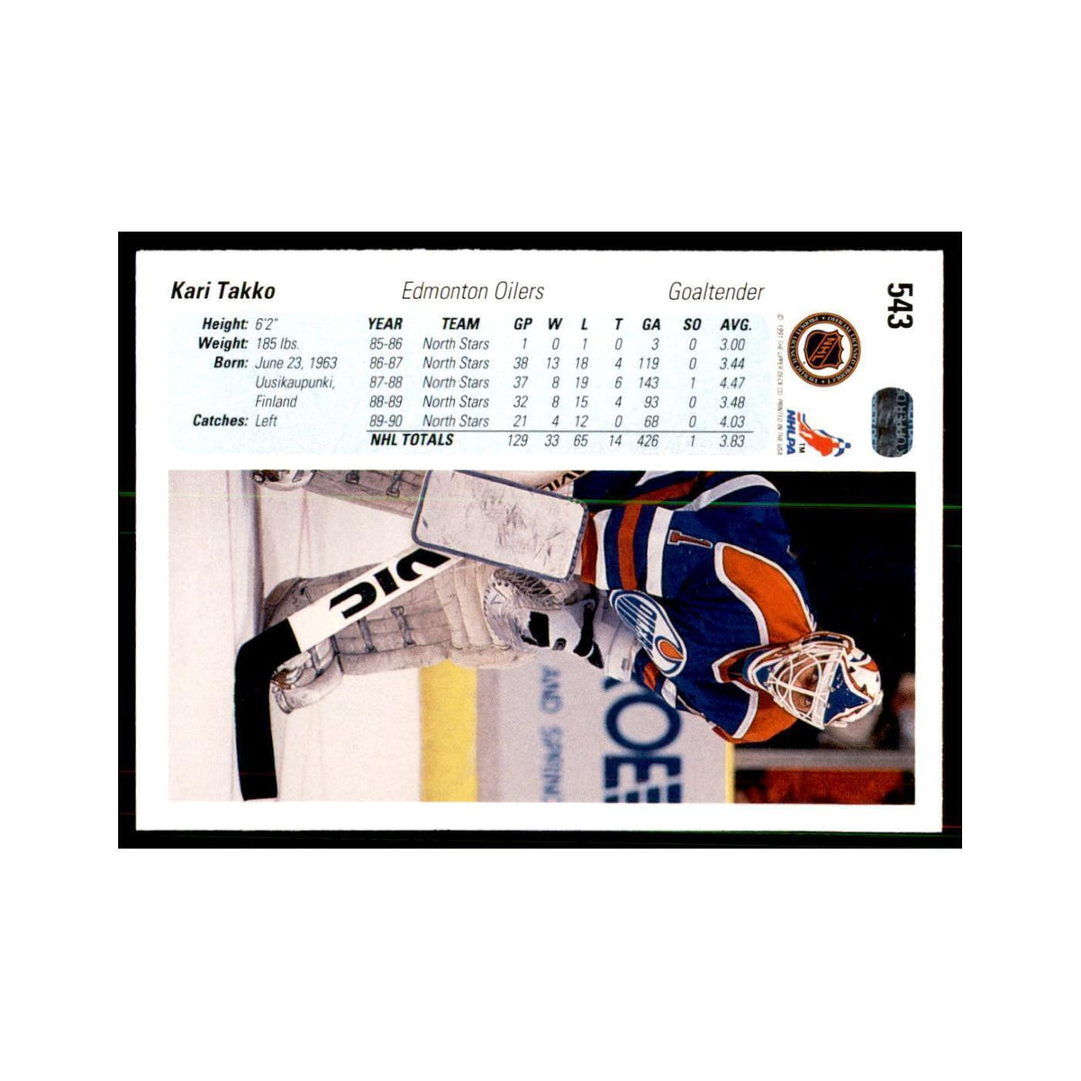 1990 Upper Deck Kari Takko Hockey Cards #543
