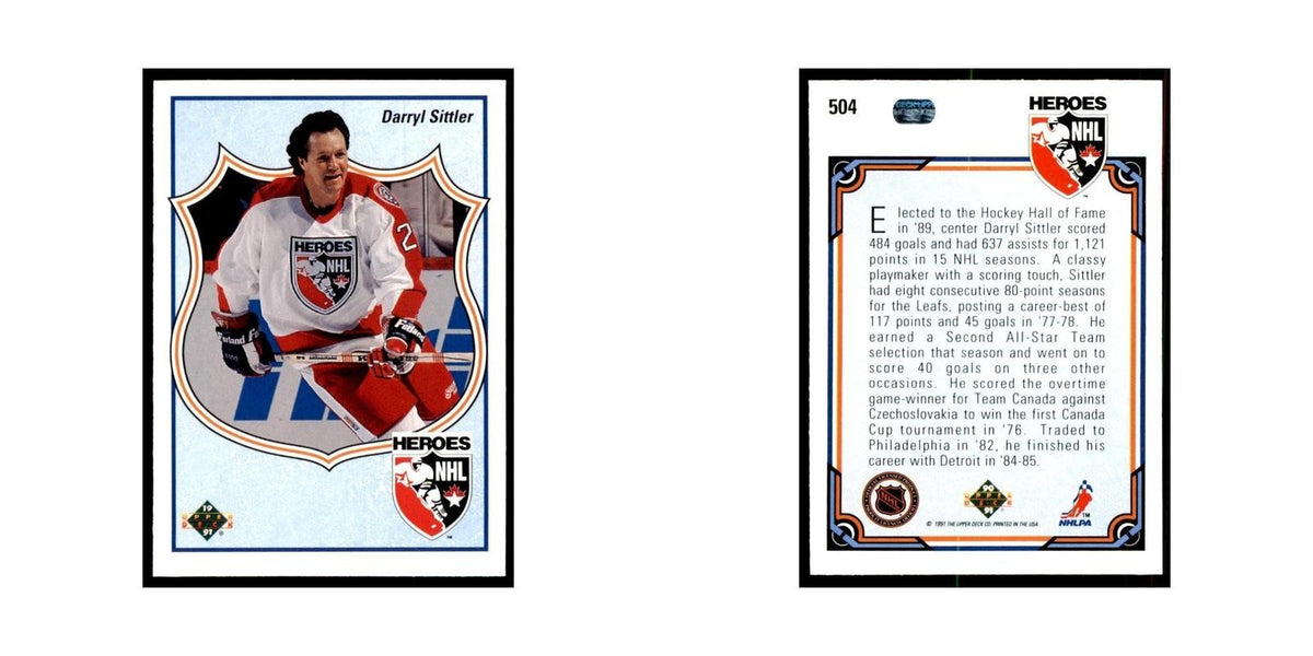 1990 Upper Deck Darryl Sittler Hockey Cards #504