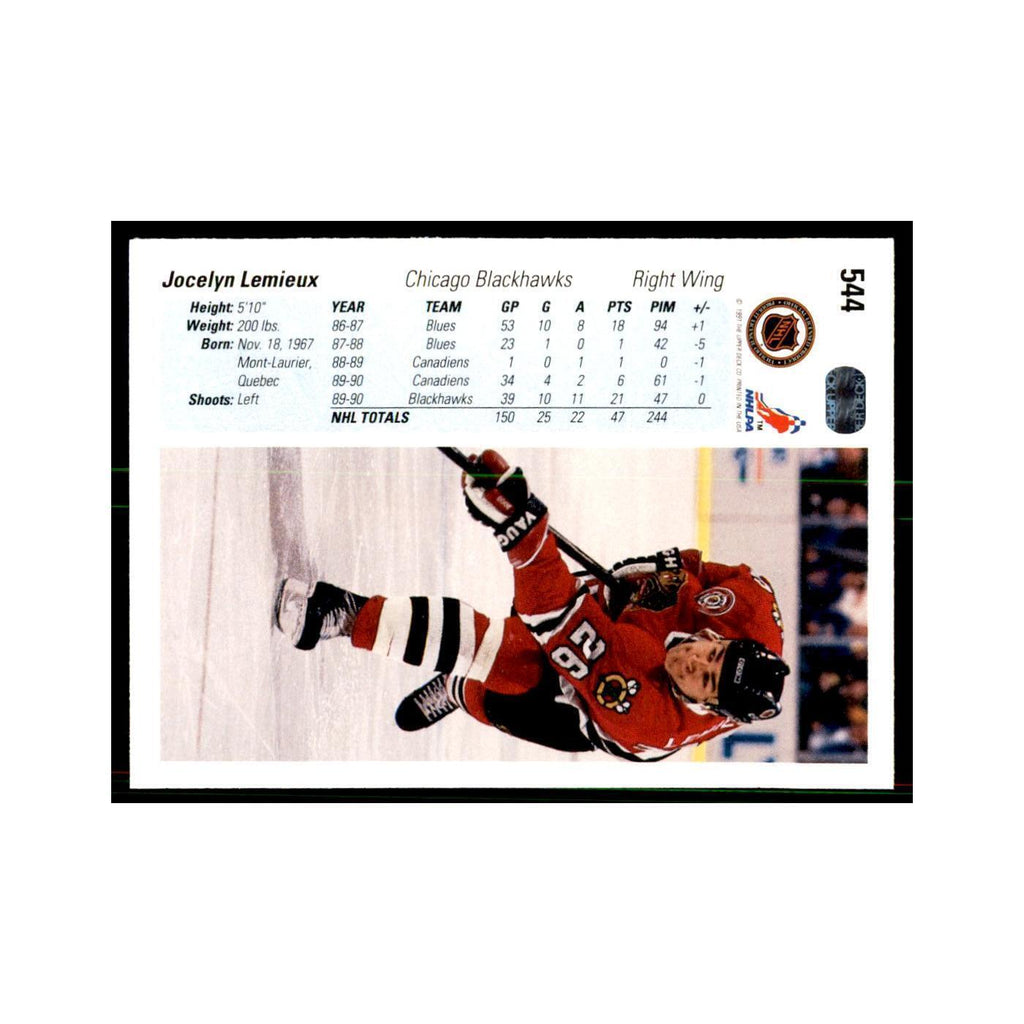 1990 Upper Deck Jocelyn Lemieux Hockey Cards #544