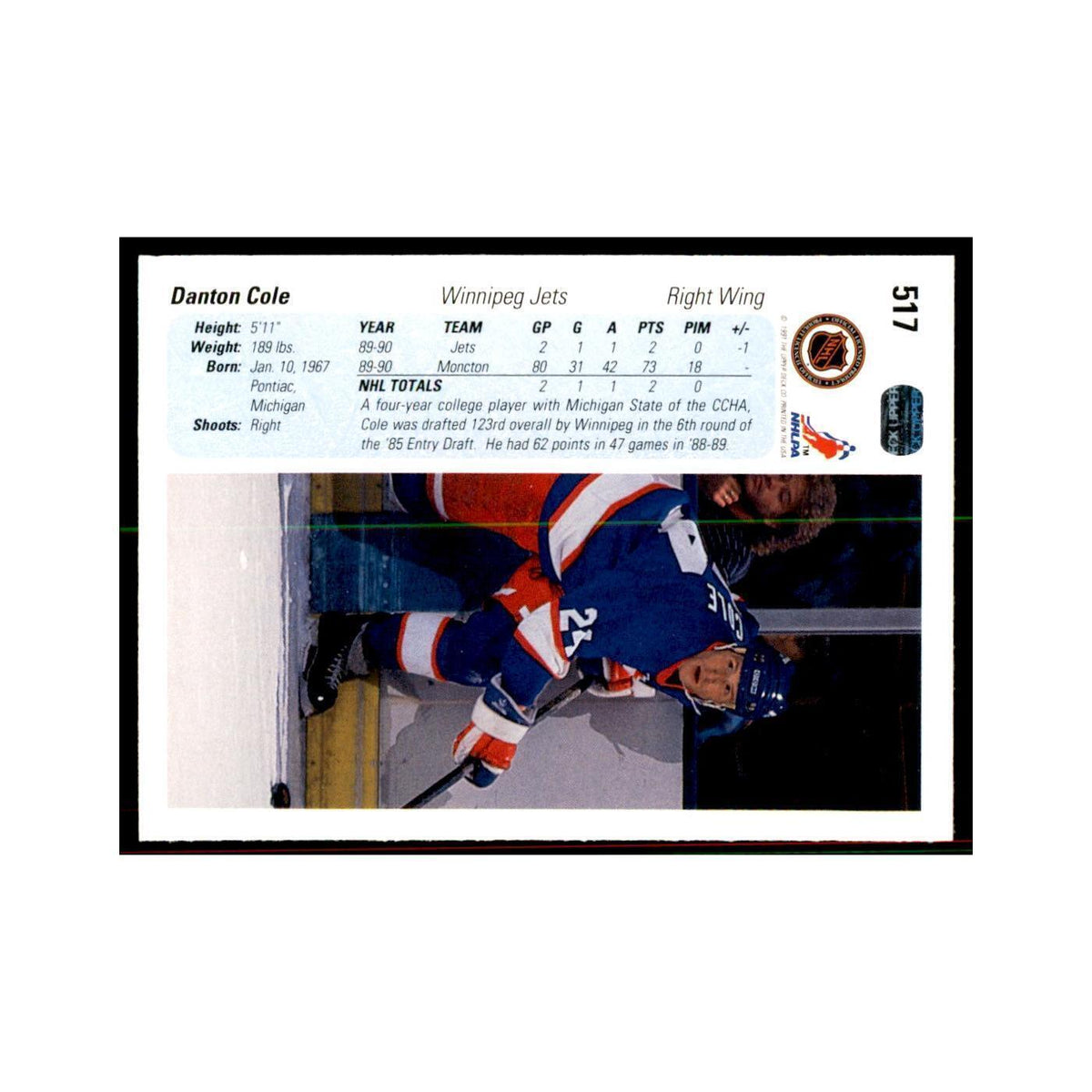 1990 Upper Deck Danton Cole Hockey Cards #517