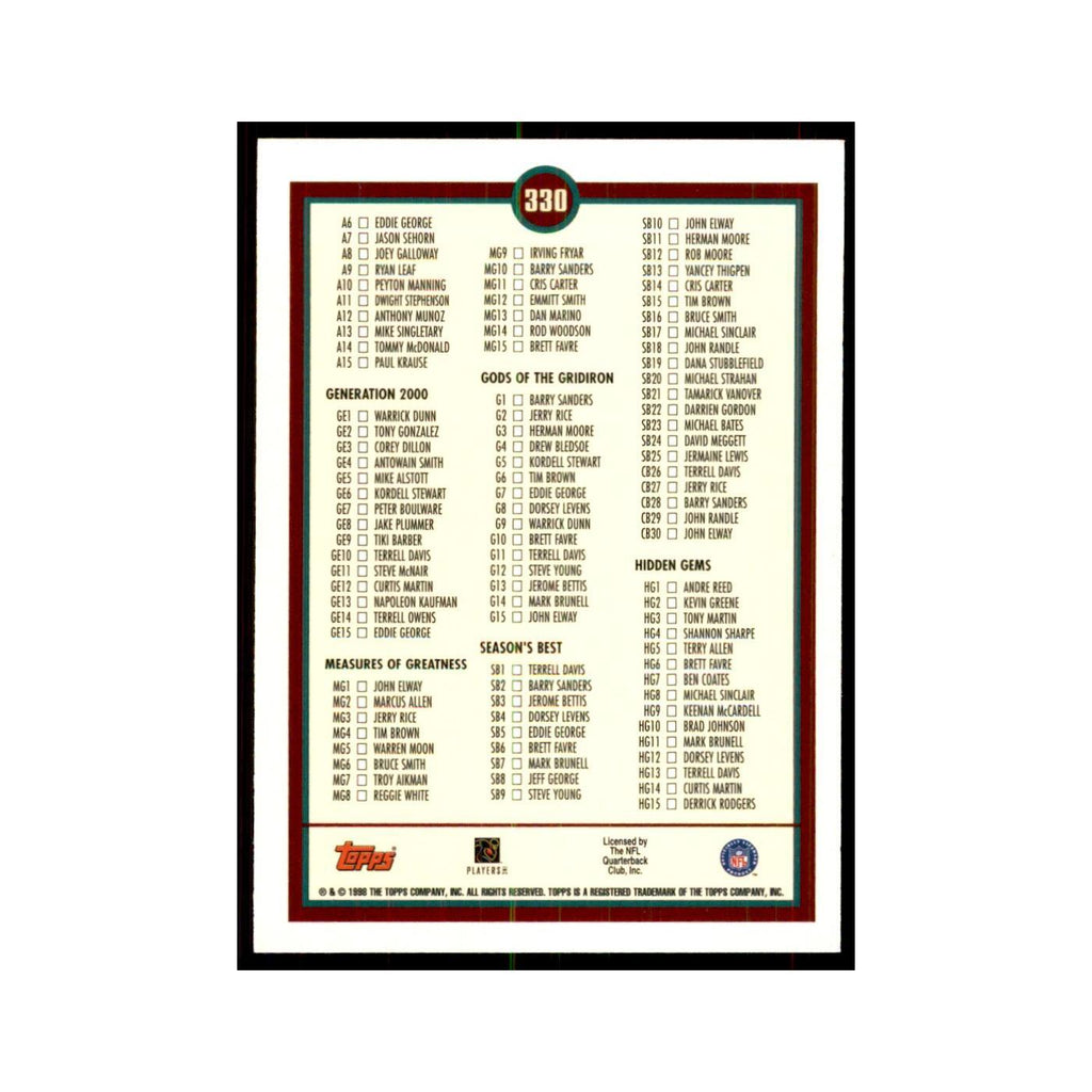 1998 Topps Checklist #330