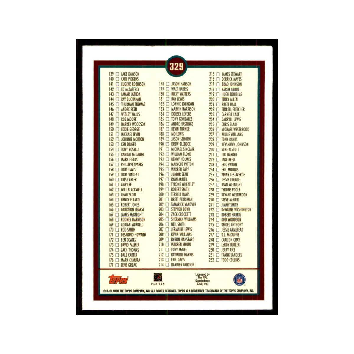 1998 Topps Checklist 1 #329