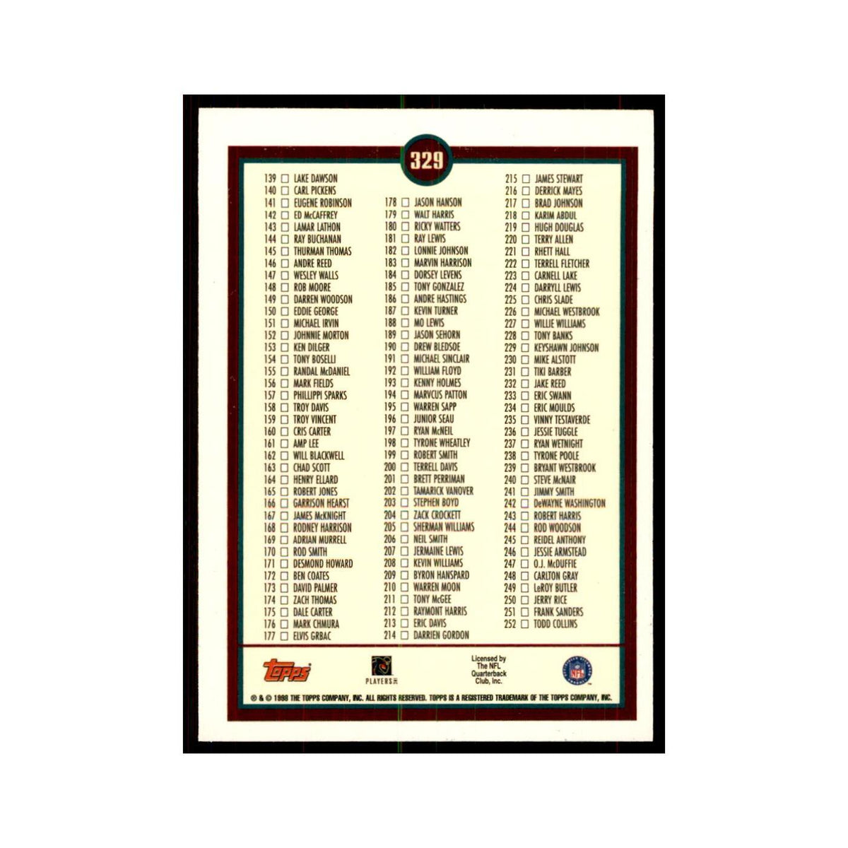1998 Topps Checklist 1 #329