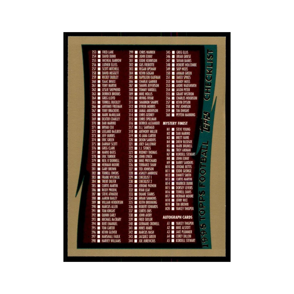 1998 Topps Checklist Auto #330