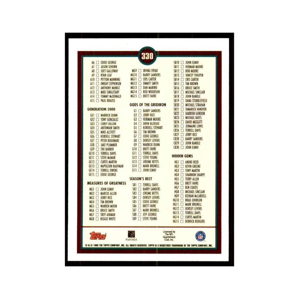 1998 Topps Checklist Auto #330