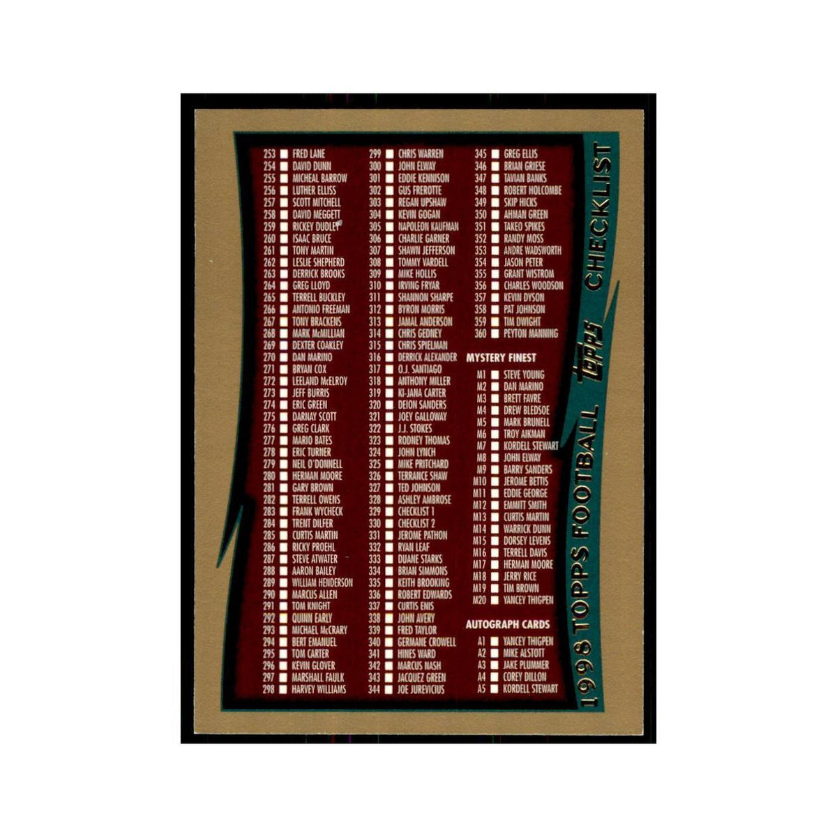 1998 Topps Checklist Auto #330