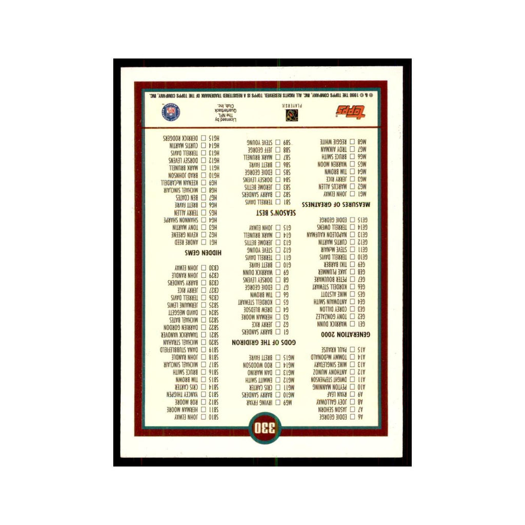 1998 Topps Checklist Auto #330