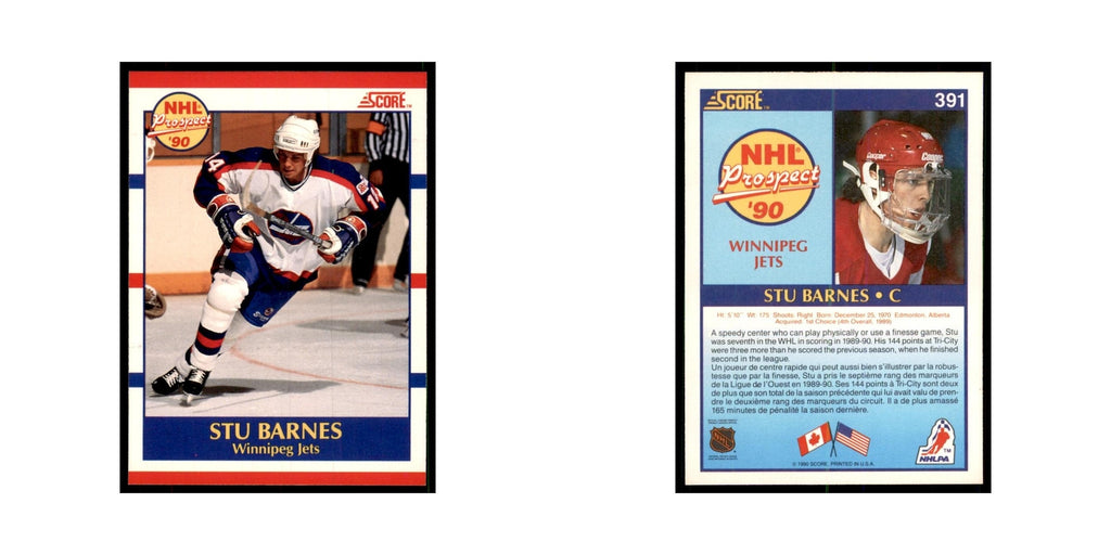 1990 Score Canadian Stu Barnes Hockey Cards #391