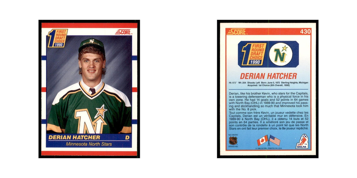 1990 Score Canadian Derian Hatcher Hockey Cards #430