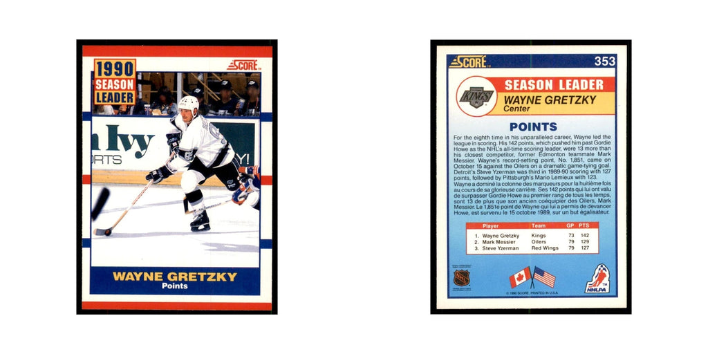 1990 Score Canadian Wayne Gretzky Hockey Cards #353