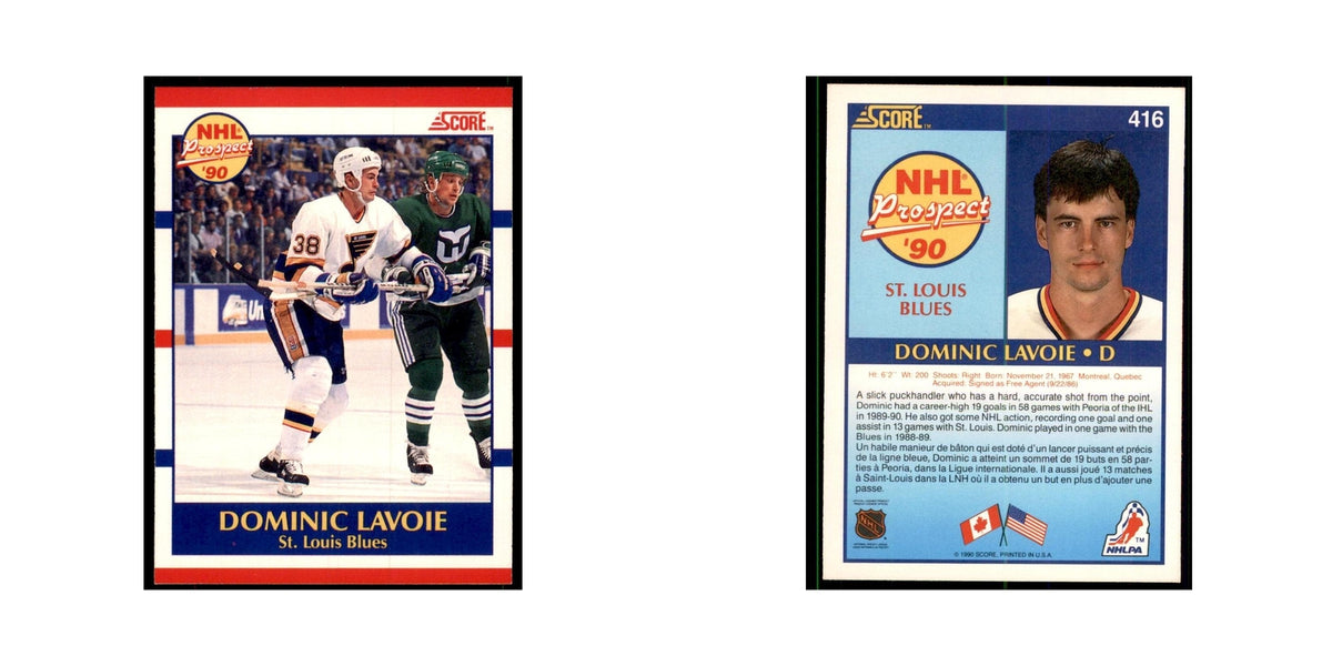 1990 Score Canadian Dominic Lavoie Hockey Cards #416