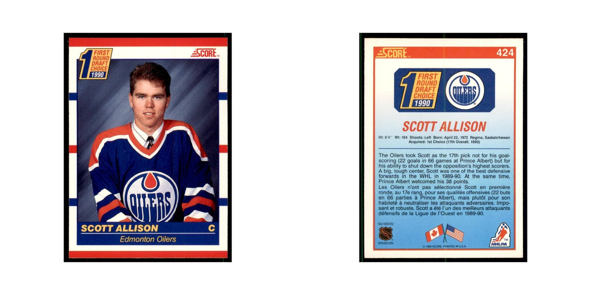 1990 Score Canadian Scott Allison Hockey Cards #424