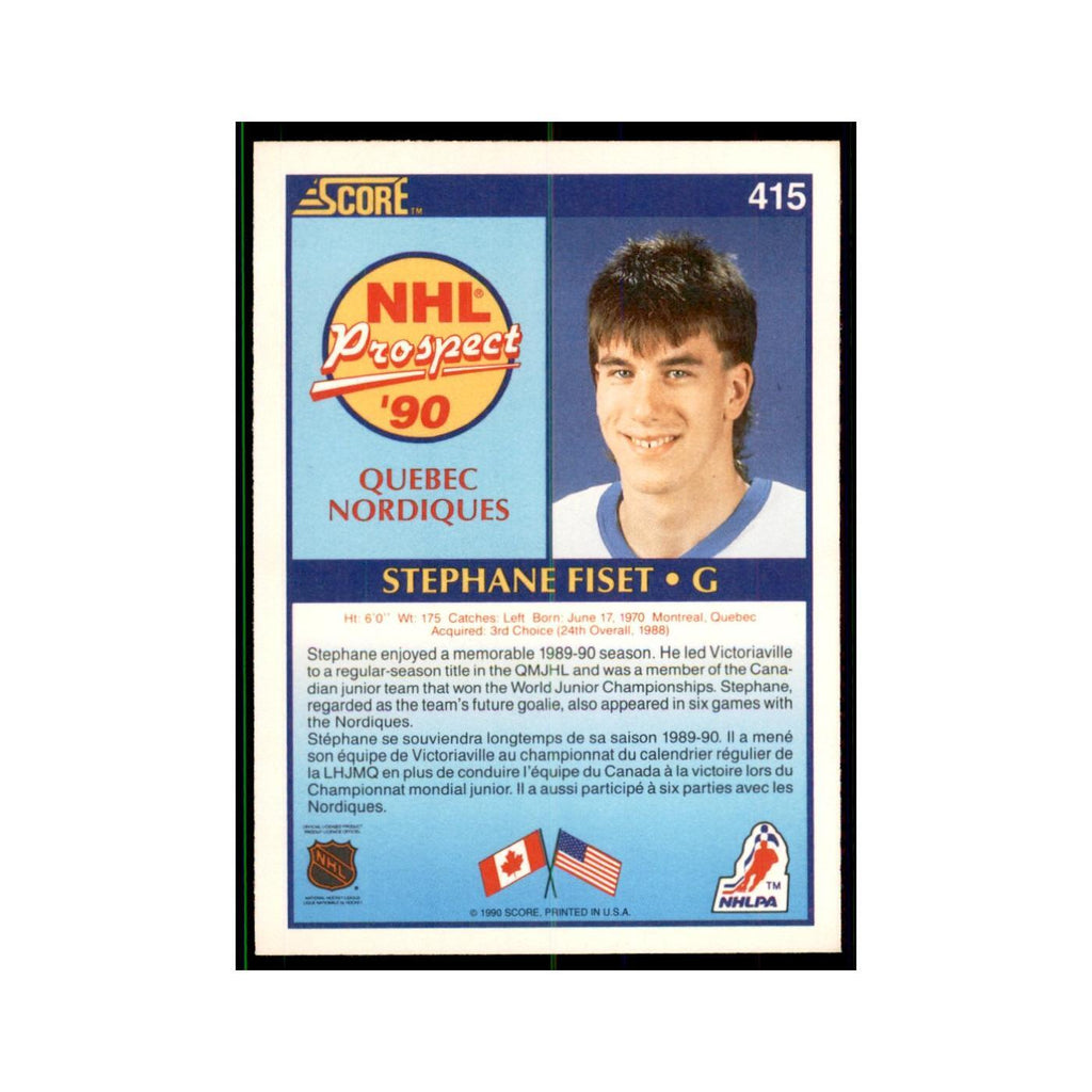 1990 Score Canadian Stephane Fiset Hockey Cards #415
