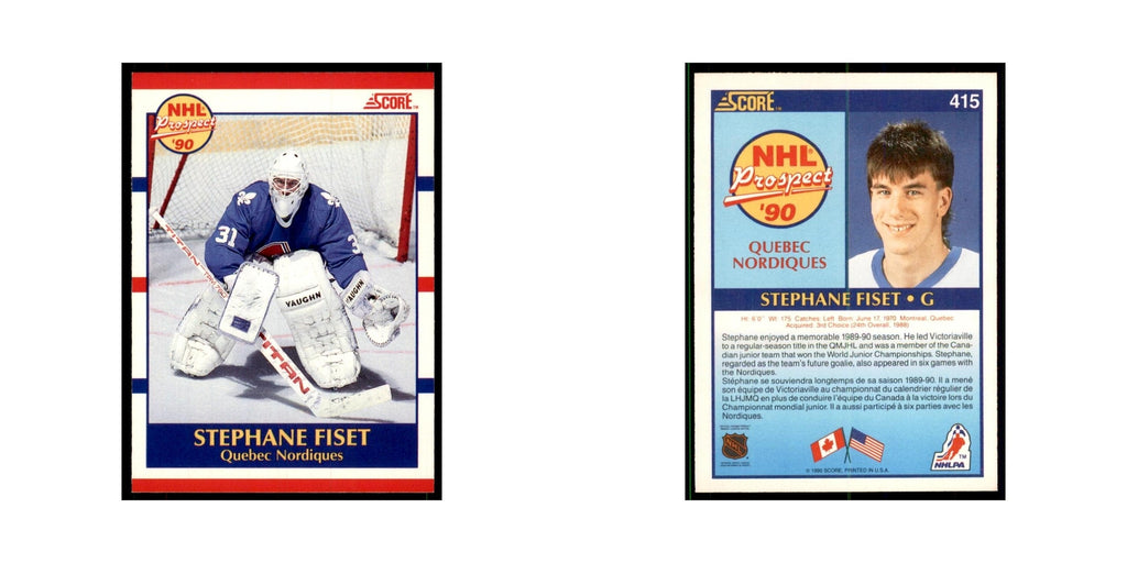 1990 Score Canadian Stephane Fiset Hockey Cards #415