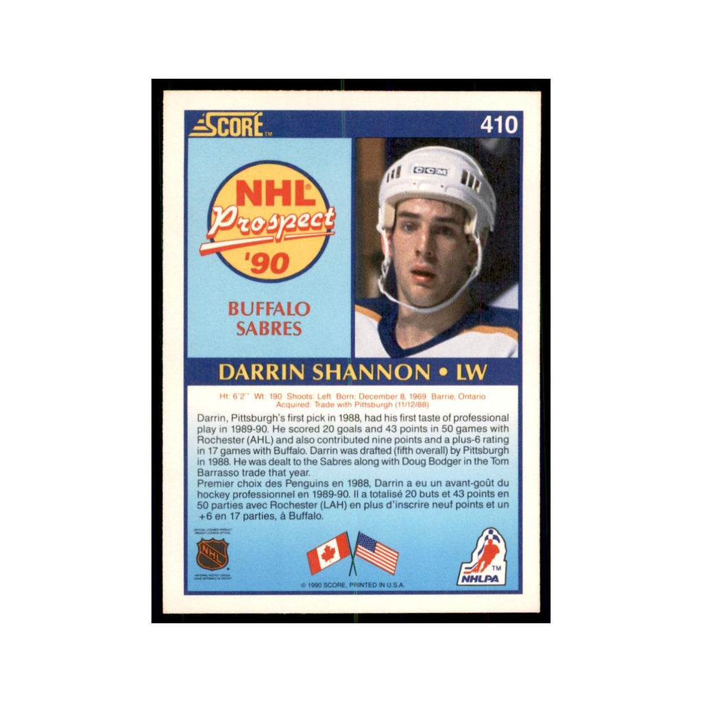 1990 Score Canadian Darrin Shannon Hockey Cards #410