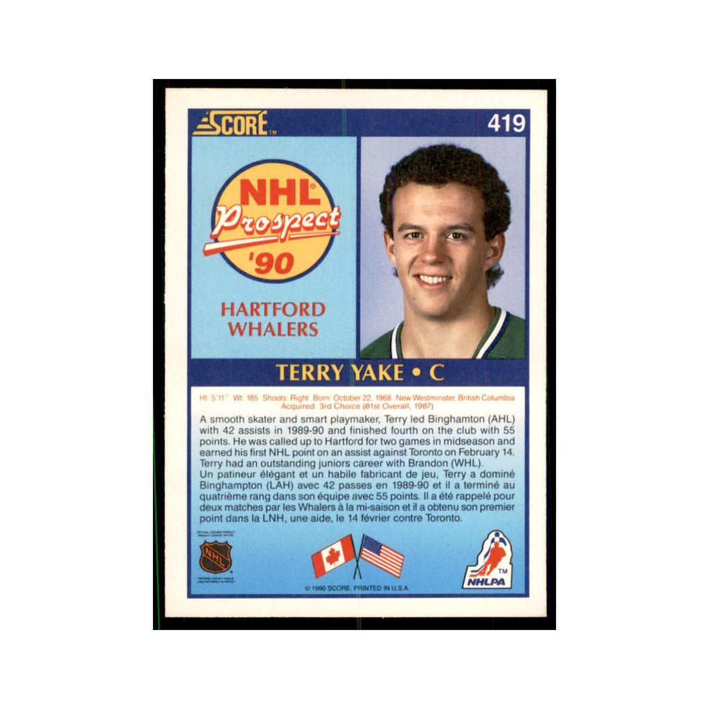 1990 Score Canadian Terry Yake Hockey Cards #419