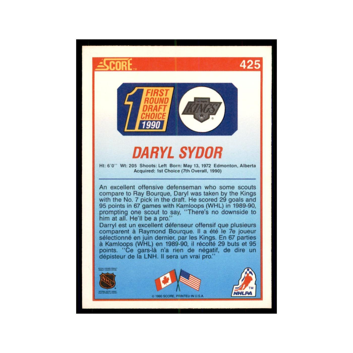 1990 Score Canadian Darryl Sydor Hockey Cards #425