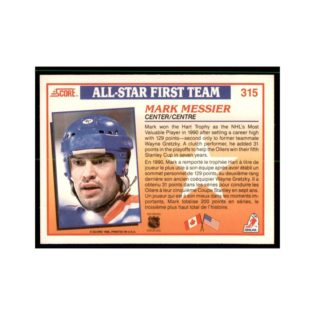 1990 Score Canadian Mark Messier Hockey Cards #315