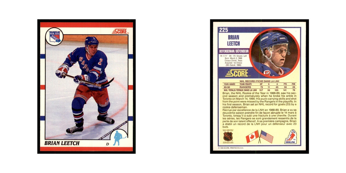1990 Score Canadian Brian Leetch Hockey Cards #225