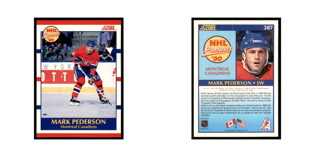 1990 Score Canadian Mark Pederson Hockey Cards #387