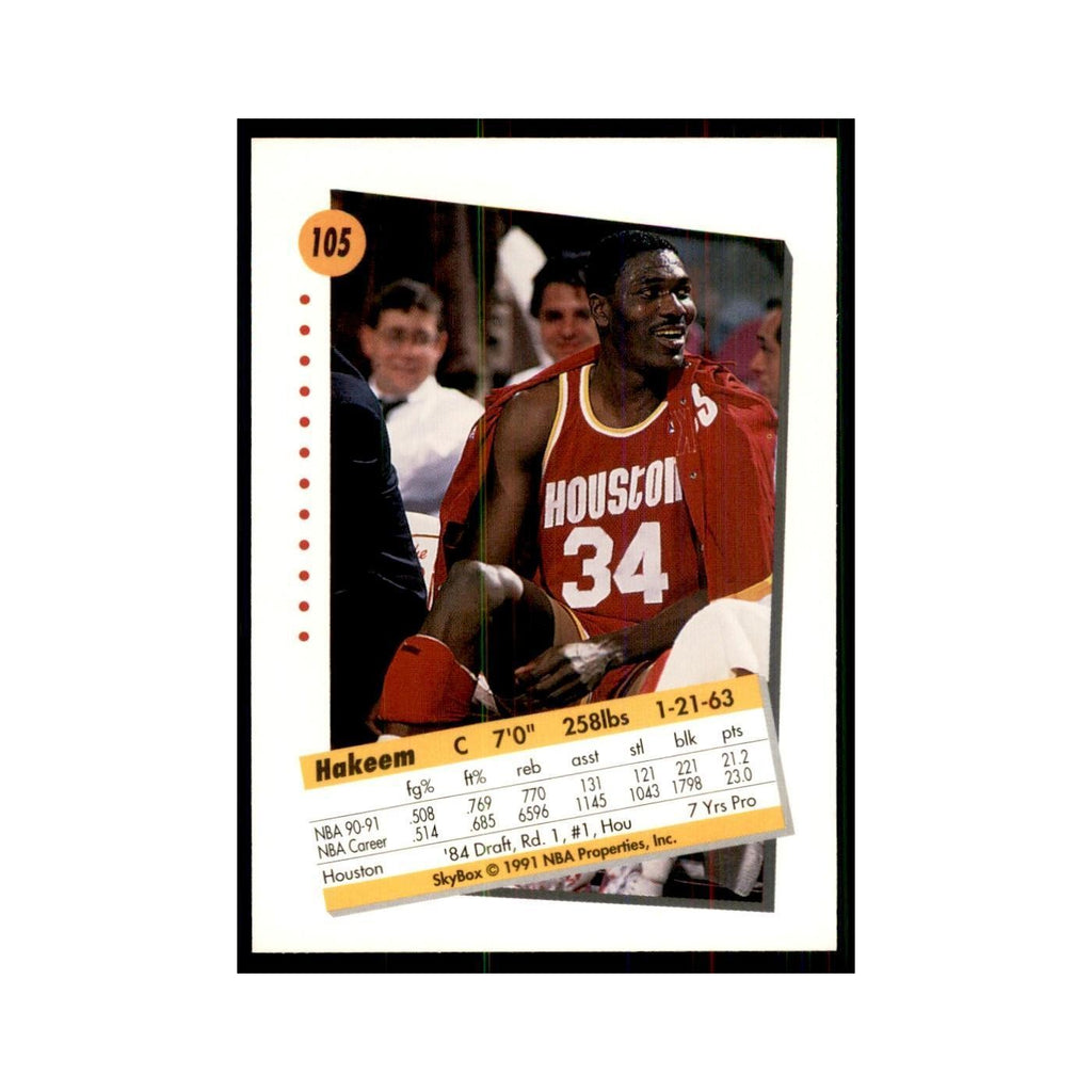 1991 SkyBox Hakeem Olajuwon Basketball Cards #105