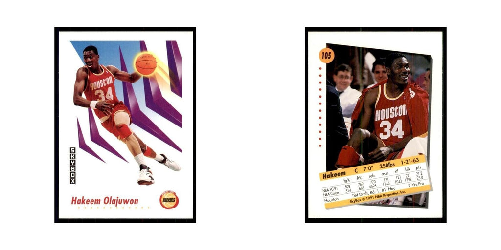 1991 SkyBox Hakeem Olajuwon Basketball Cards #105