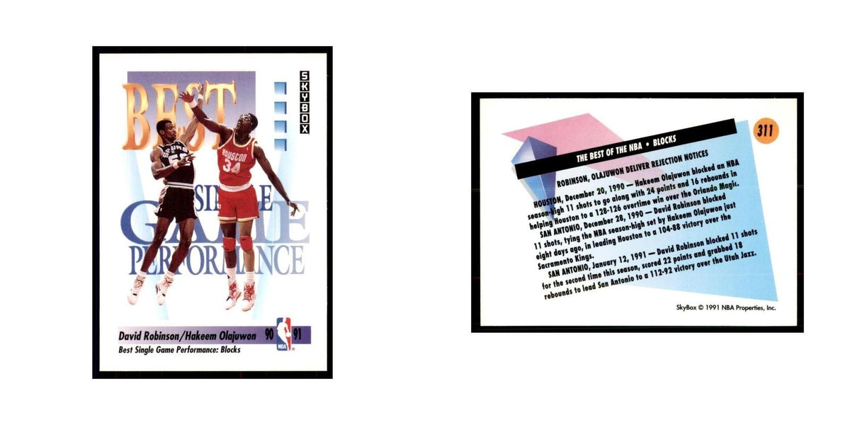 1991 SkyBox Hakeem Olajuwon/David Robinson Basketball Cards #311