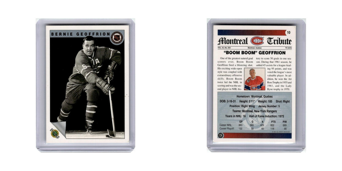 Bernie Geoffrion 1991 Ultimate Original 6 #10 Montreal Canadiens Hockey Card NM